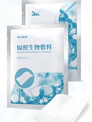 Sterylny, jednorazowy, napromieniowany promieniami gamma opatrunek biologiczny do leczenia oparzeń i ran pourazowych